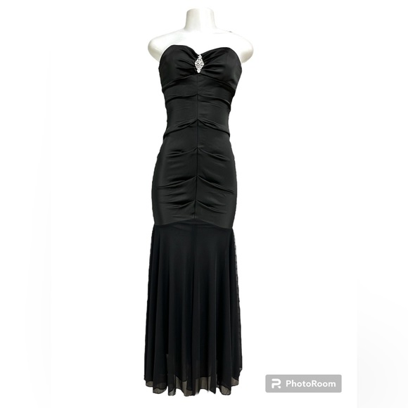 VTG Xscape by Joanna Chen Trumpet Black Formal Dress 4 - Picture 3 of 7